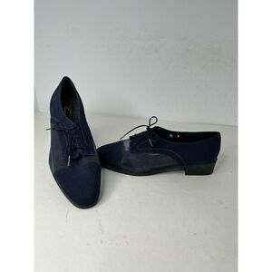 Vintage Norman Kaplan Velour And Mesh Flats New‎ Sz 9.5 Navy